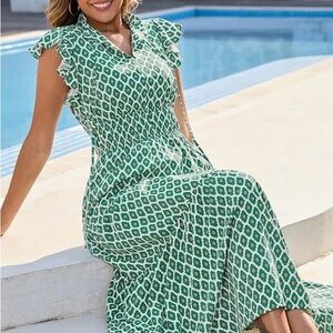 Green Patterned Maxi Dress